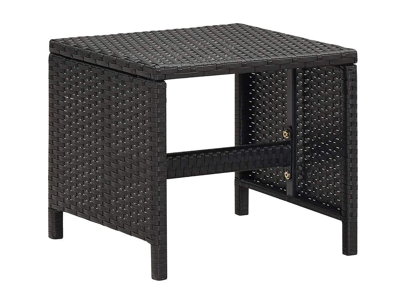 Taburetes de jardín con cojines, juego de 4, color negro, resina tejida