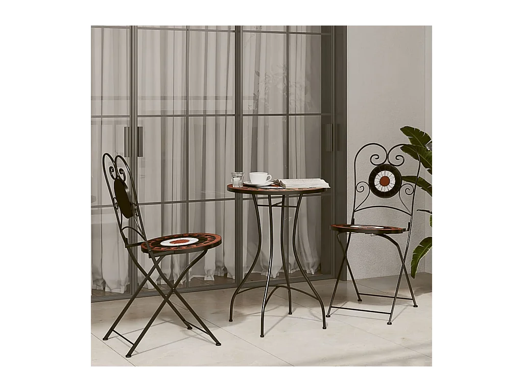 Chaises de bistro pliables lot de 2 terre cuite blanc céramique