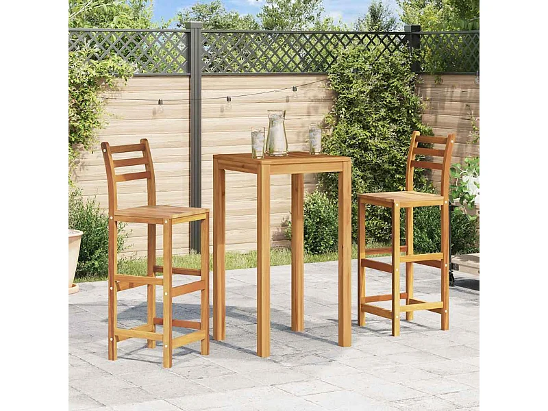 Barhocker 2er Set aus massivem Akazienholz