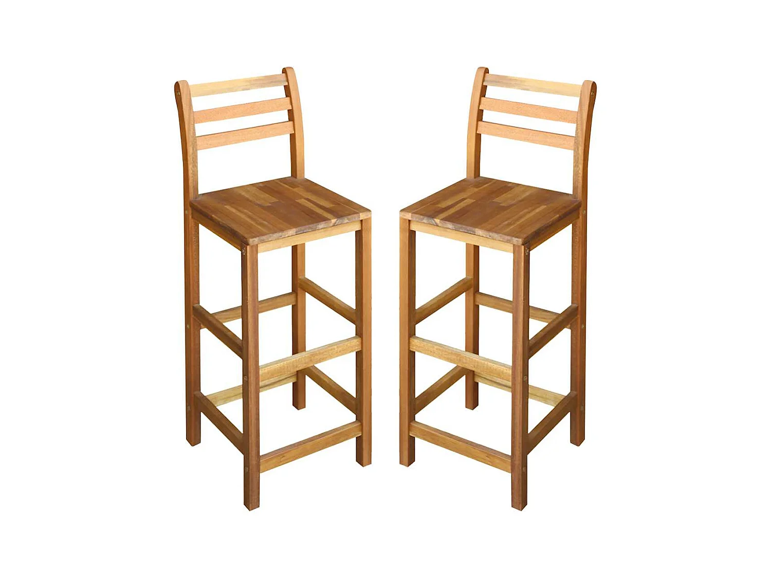 Barkrukken set van 2 massief acaciahout