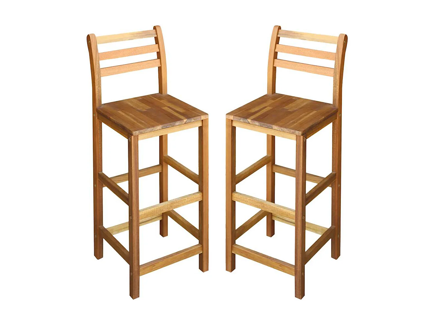 Juego de 2 taburetes de bar de madera maciza de acacia