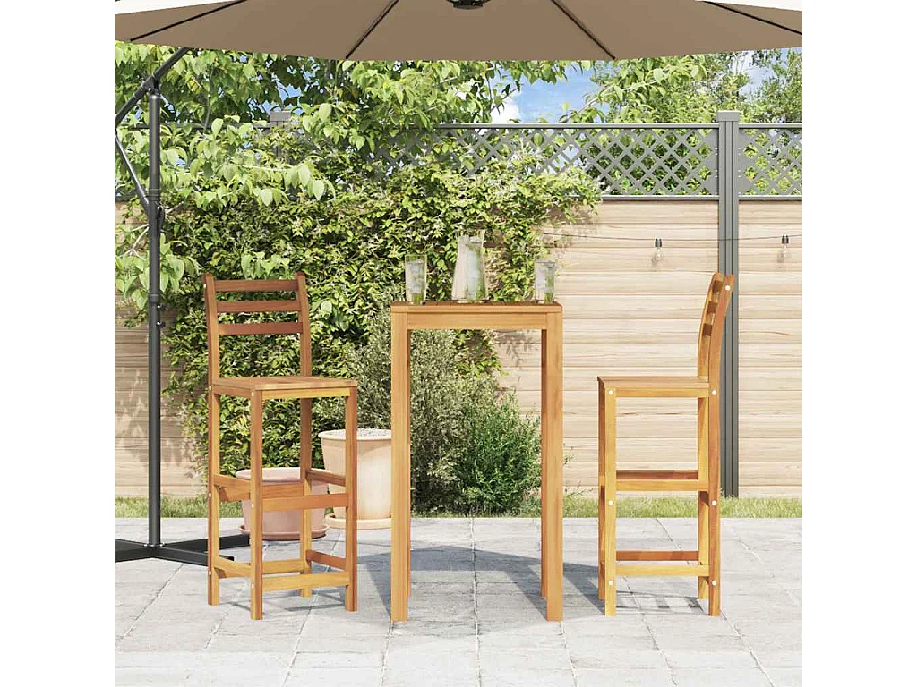 Juego de 2 taburetes de bar de madera maciza de acacia