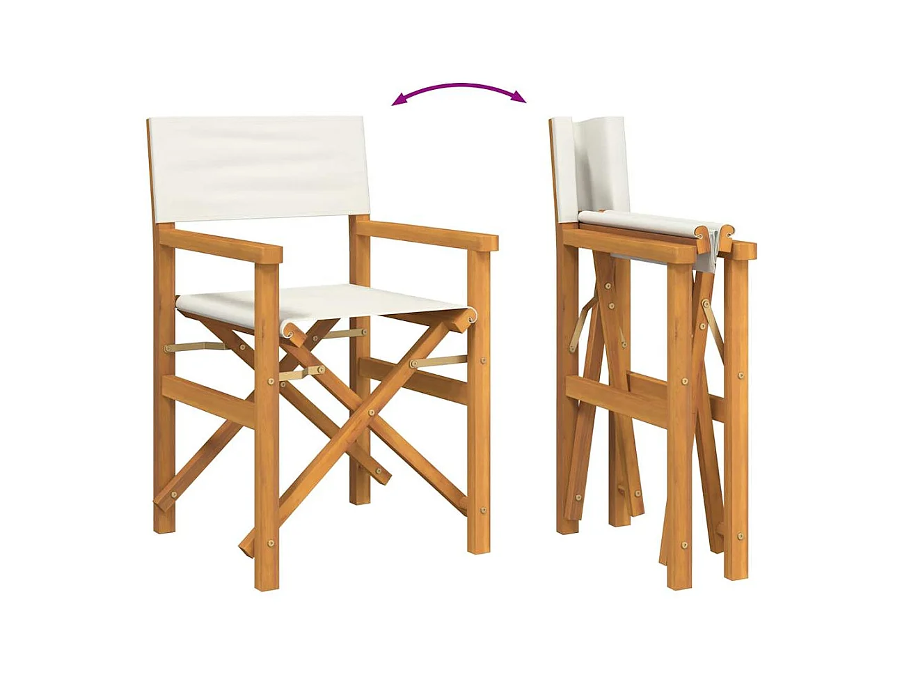 Chaise de metteur en scène pliante crème bois teck massif