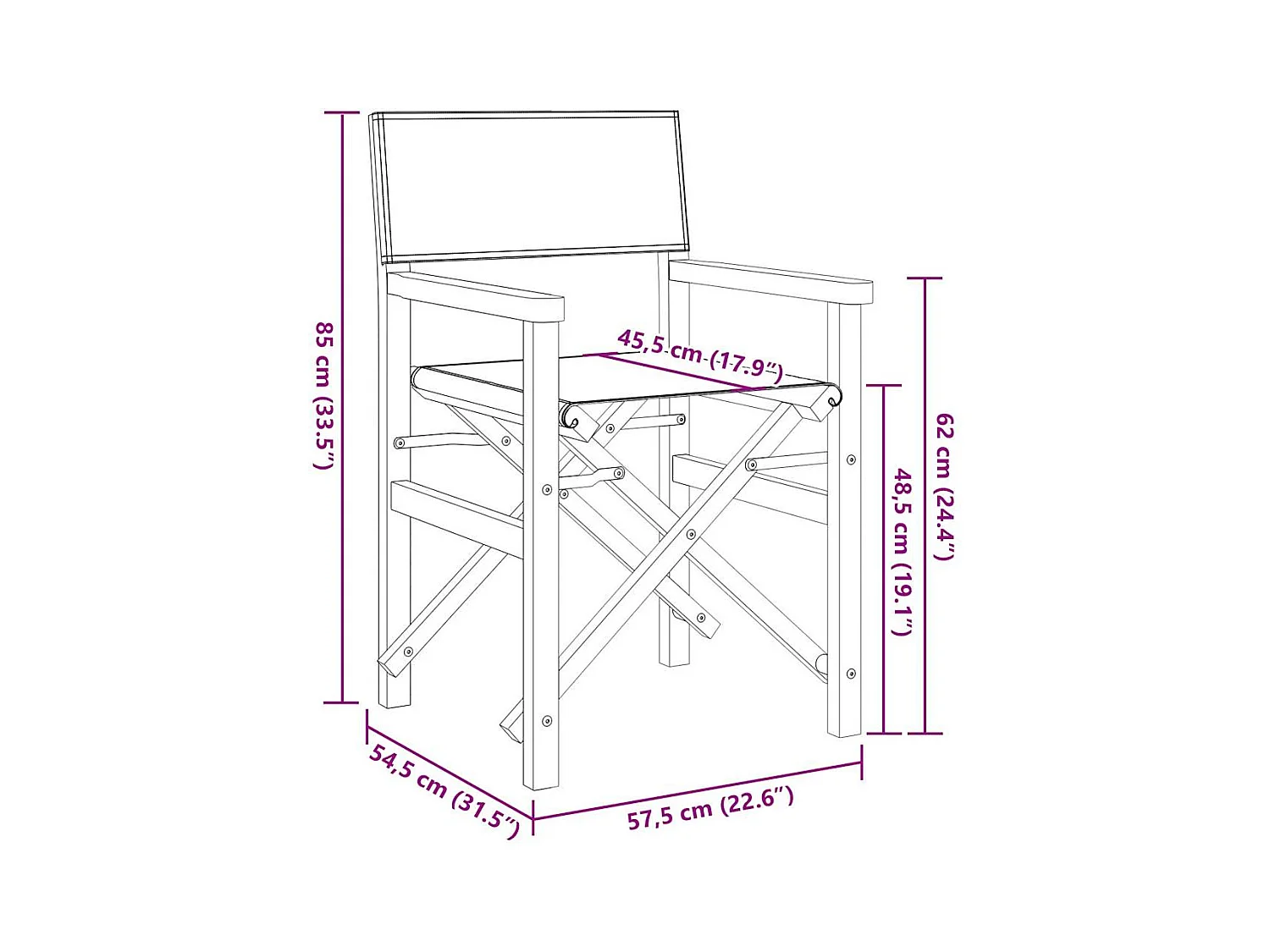 Chaise de metteur en scène pliante crème bois teck massif