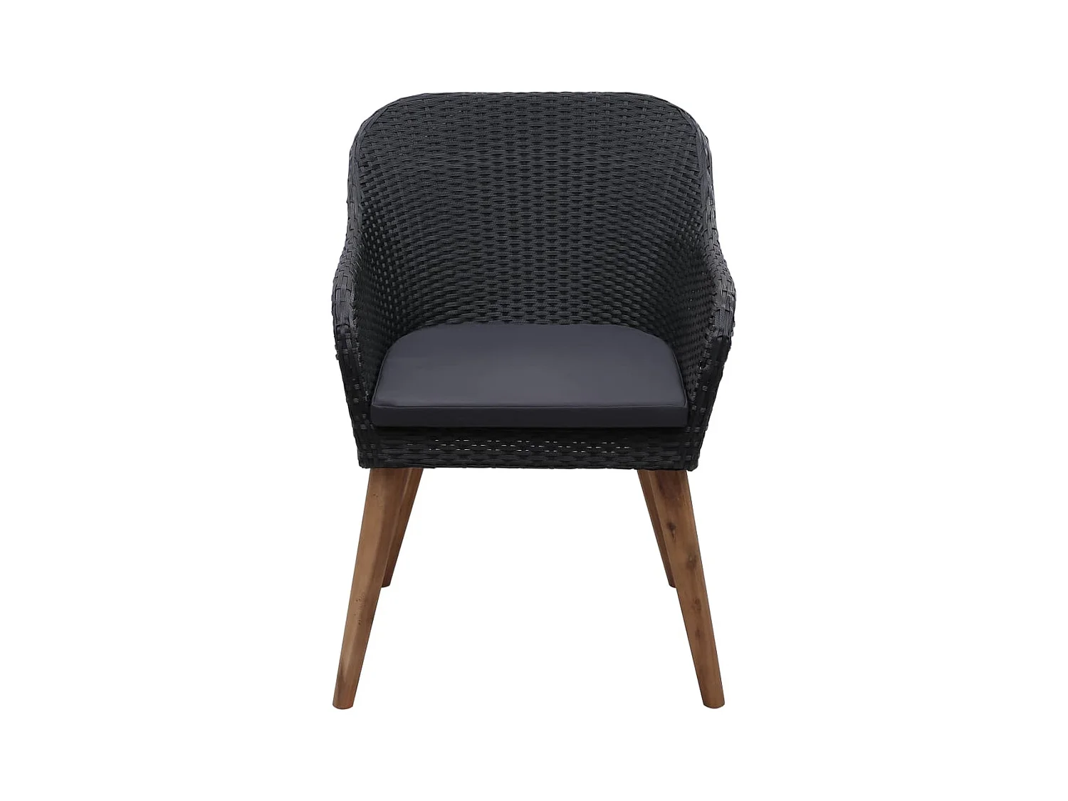 Chaises d'extérieur lot de 2 avec coussins Résine tressée Noir