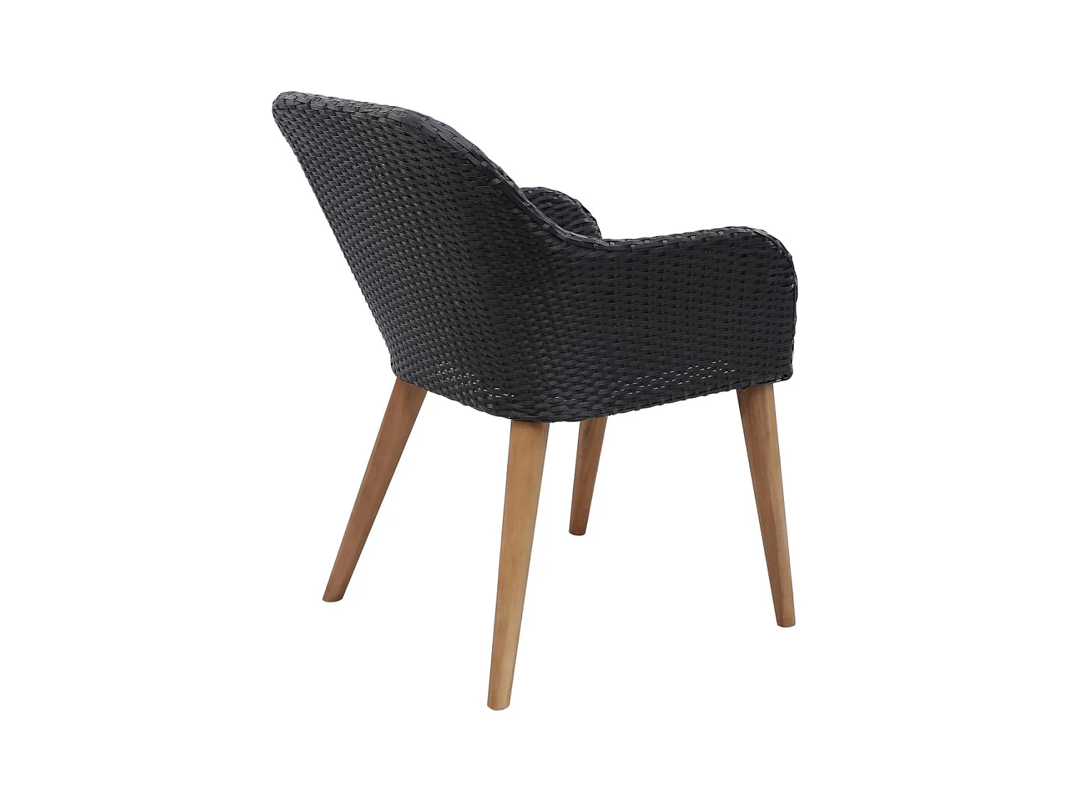Chaises d'extérieur lot de 2 avec coussins Résine tressée Noir