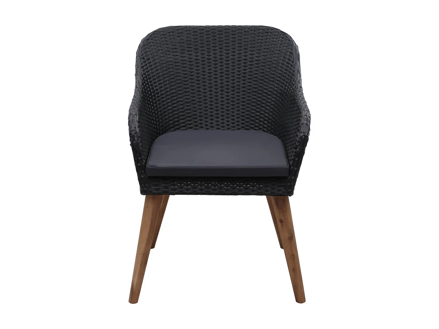 Chaises d'extérieur lot de 2 avec coussins Résine tressée Noir