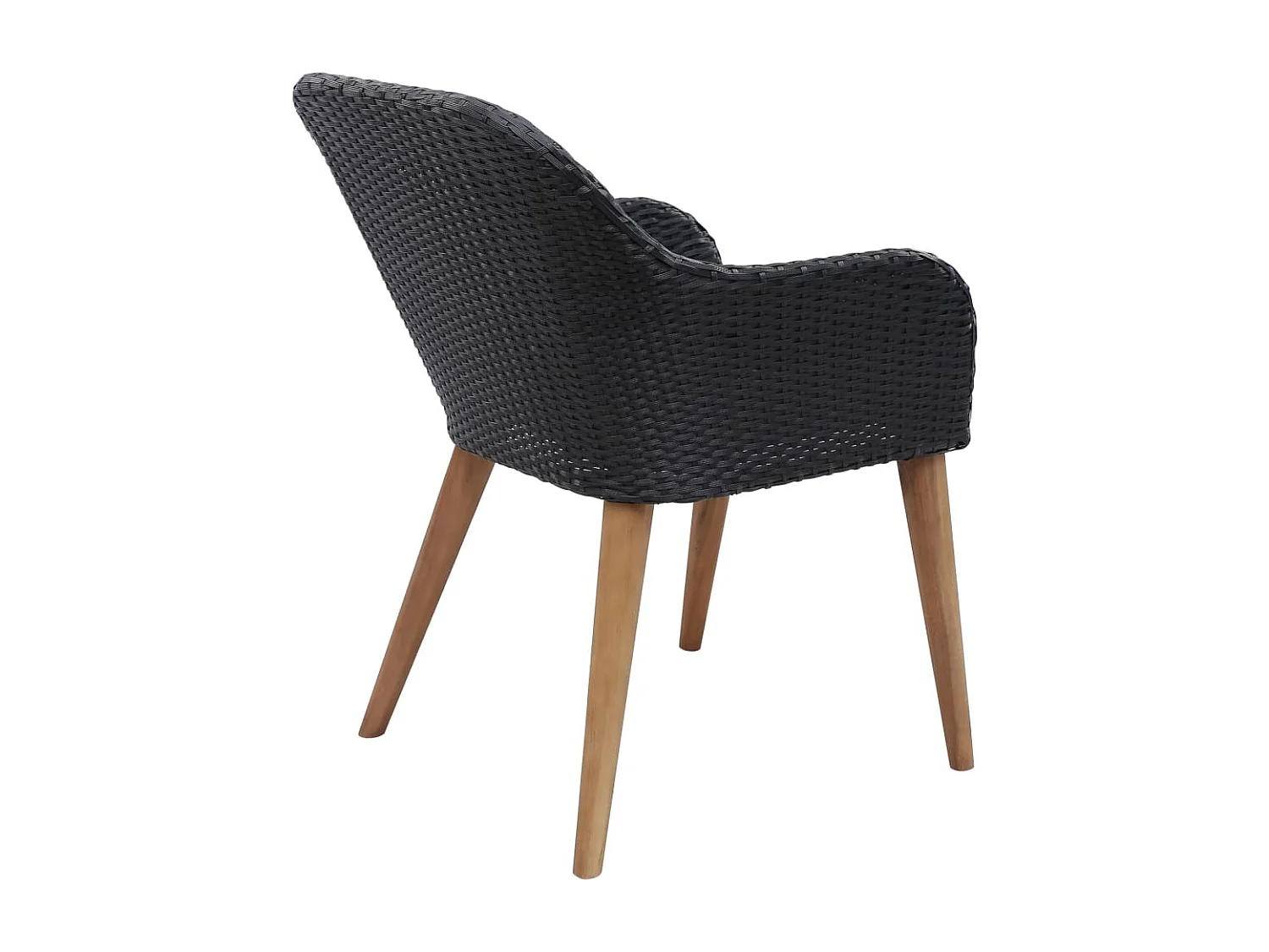 Chaises d'extérieur lot de 2 avec coussins Résine tressée Noir