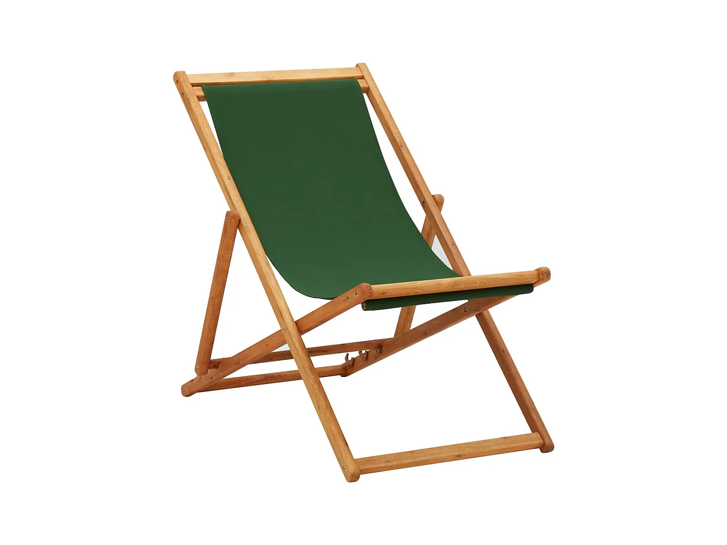 Sedia da spiaggia pieghevole in legno di eucalipto e tessuto verde