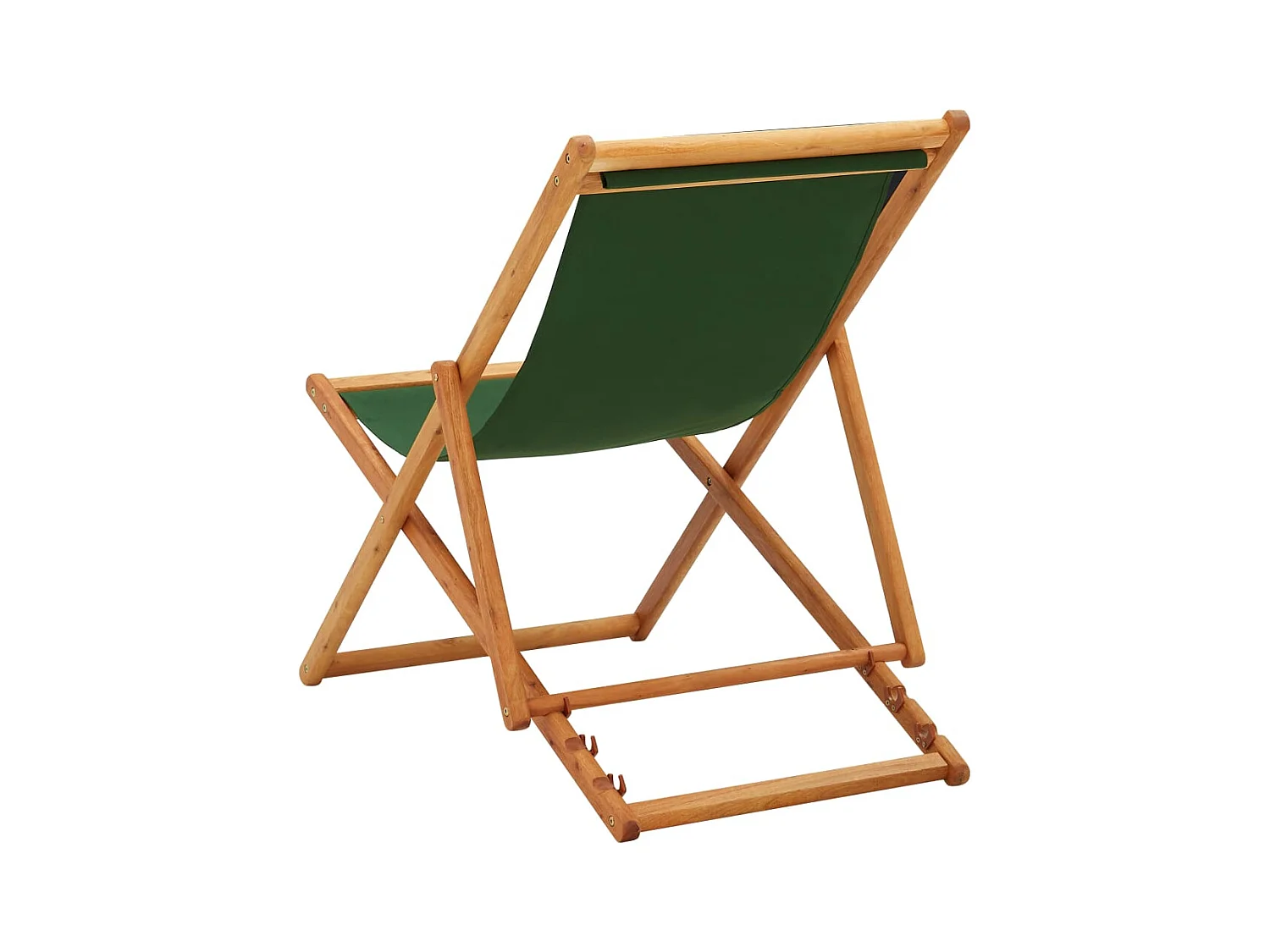 Sedia da spiaggia pieghevole in legno di eucalipto e tessuto verde