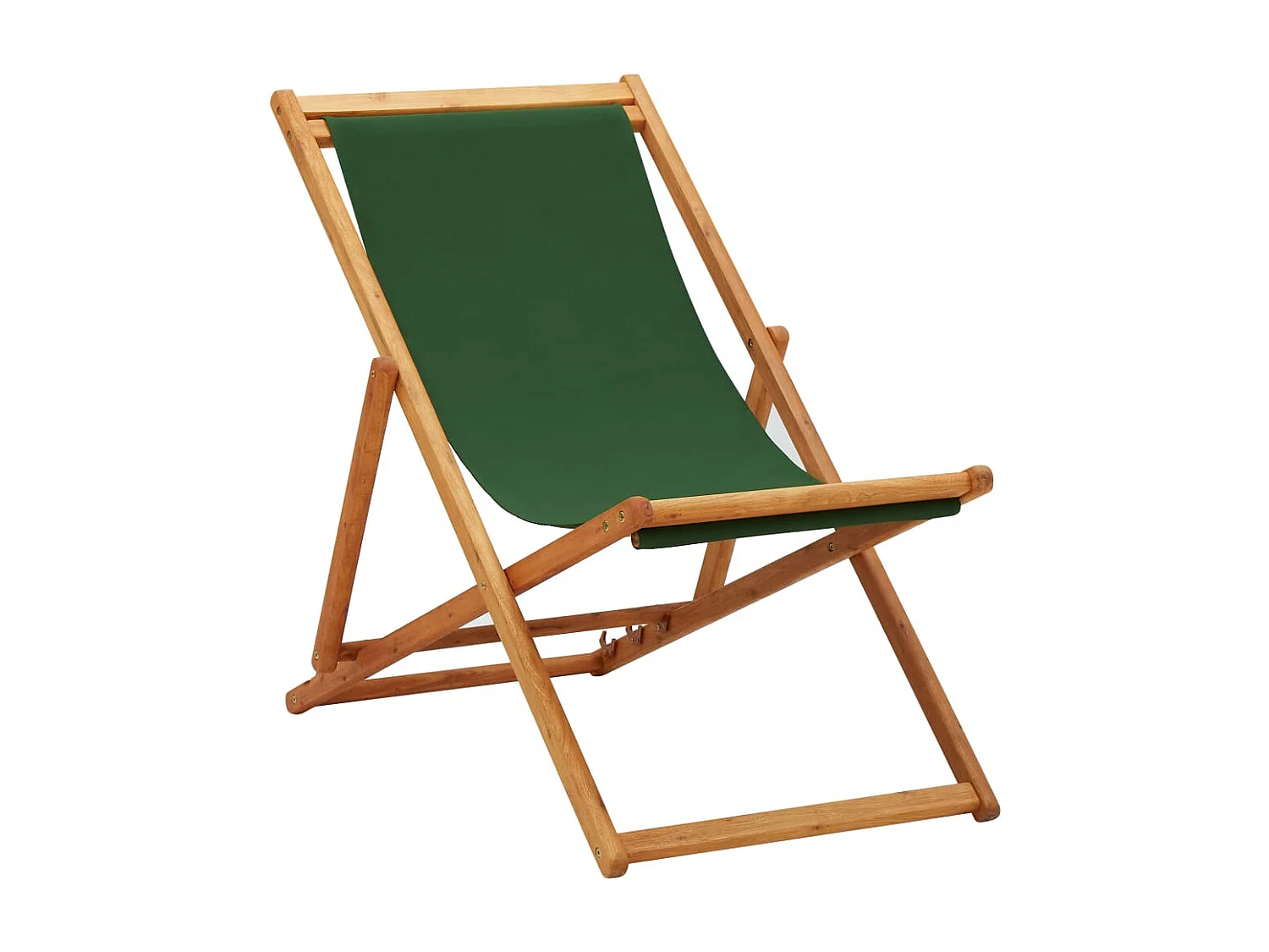 Chaise pliable de plage bois d'eucalyptus et tissu vert