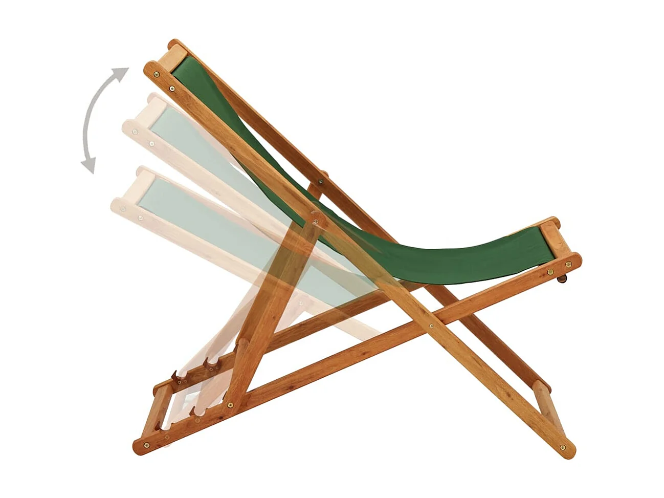 Chaise pliable de plage bois d'eucalyptus et tissu vert