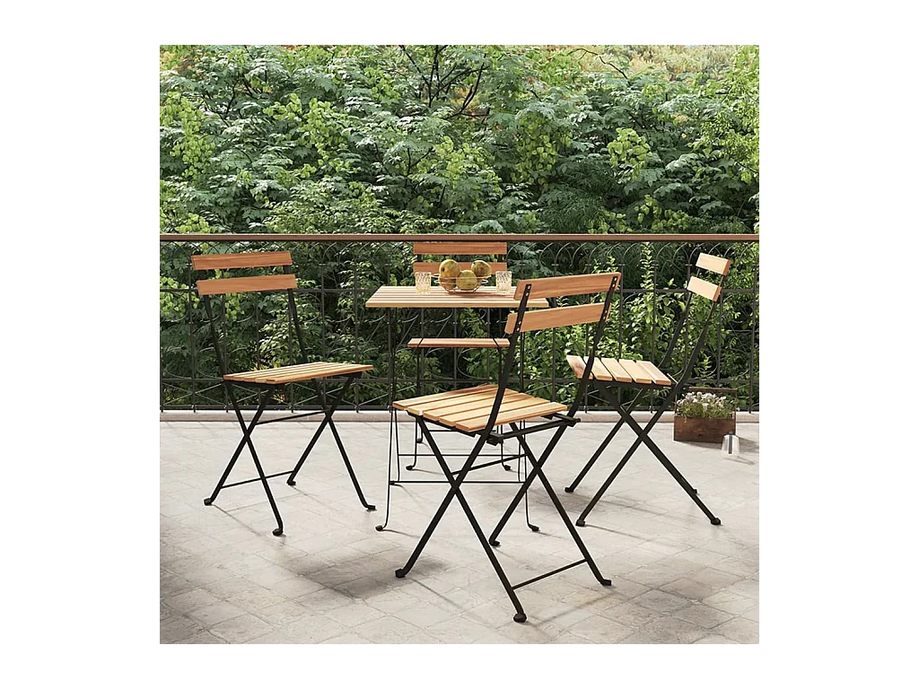 Chaises de bistrot pliantes lot de 4 Bois teck solide et acier