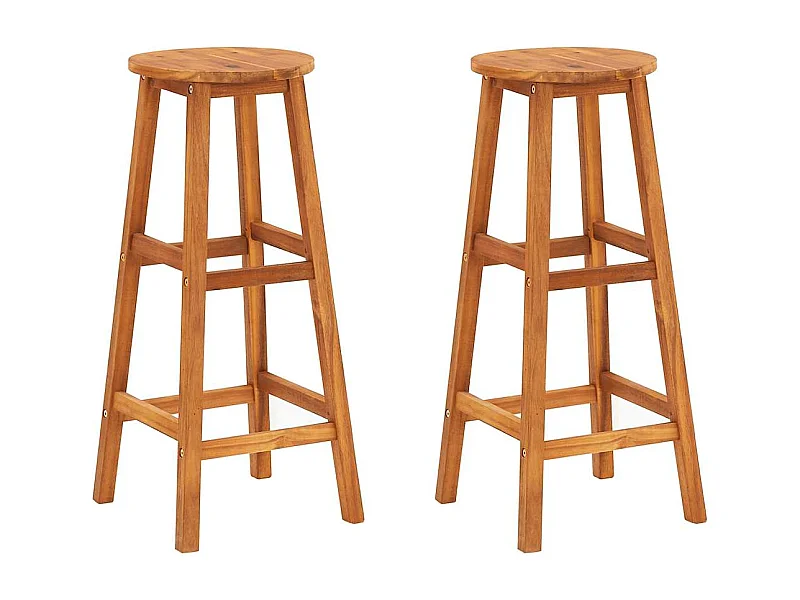 Tabourets de bar lot de 2 bois d'acacia massif