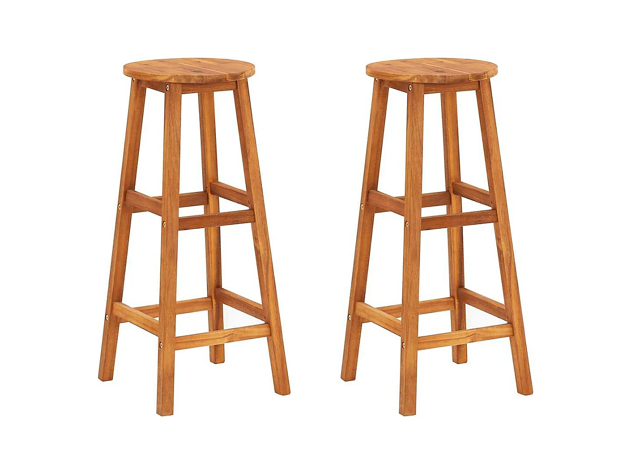 Set di 2 sgabelli da bar in legno massello di acacia