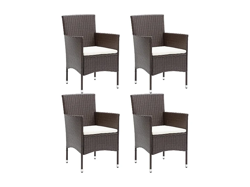 Garten-Esszimmerstühle 4er-Set Braunes gewebtes Harz