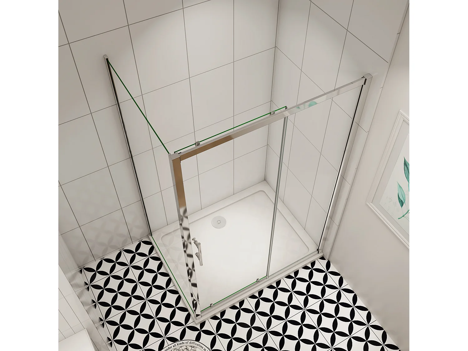 190cm 5mm ESG Sicherheitsglas Schiebetür Duschtür Duschkabine mit Seitenwand