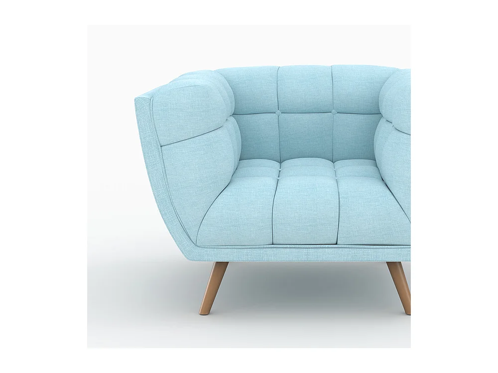 Ensemble canapé et fauteuil en tissu bleu clair 4 places - Carmen
