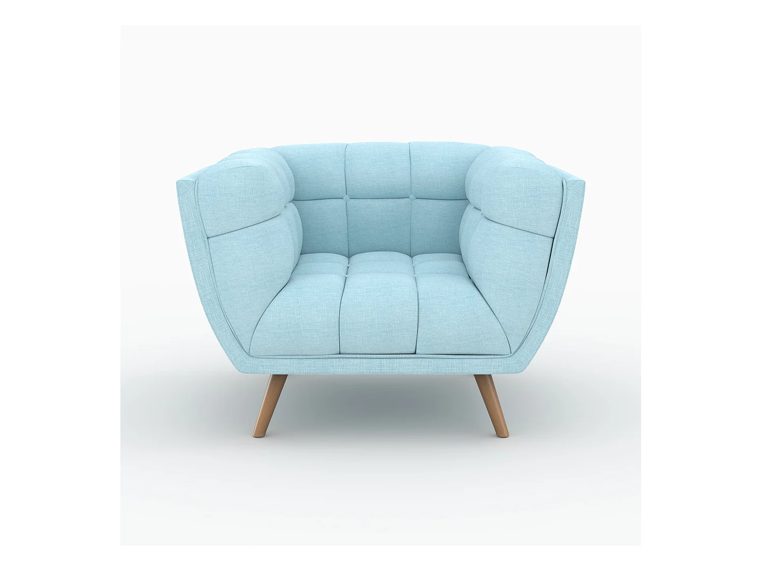 Ensemble canapé et fauteuil en tissu bleu clair 4 places - Carmen