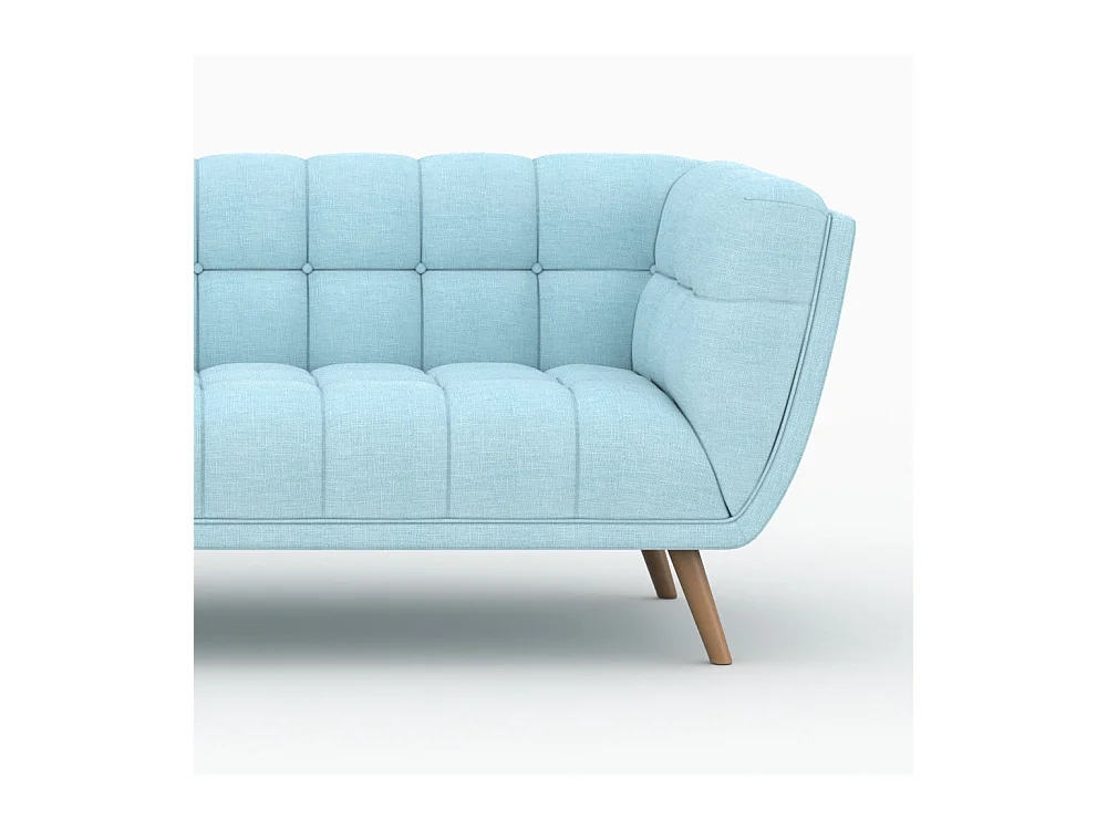 Ensemble canapé et fauteuil en tissu bleu clair 4 places - Carmen