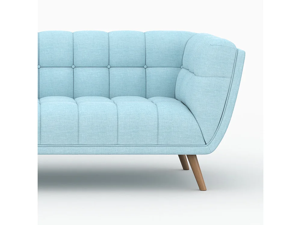 Conjunto de sofá y sillón en tela azul claro para 4 personas - Carmen