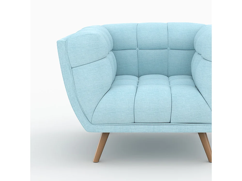 Conjunto de sofá y sillón en tela azul claro para 4 personas - Carmen