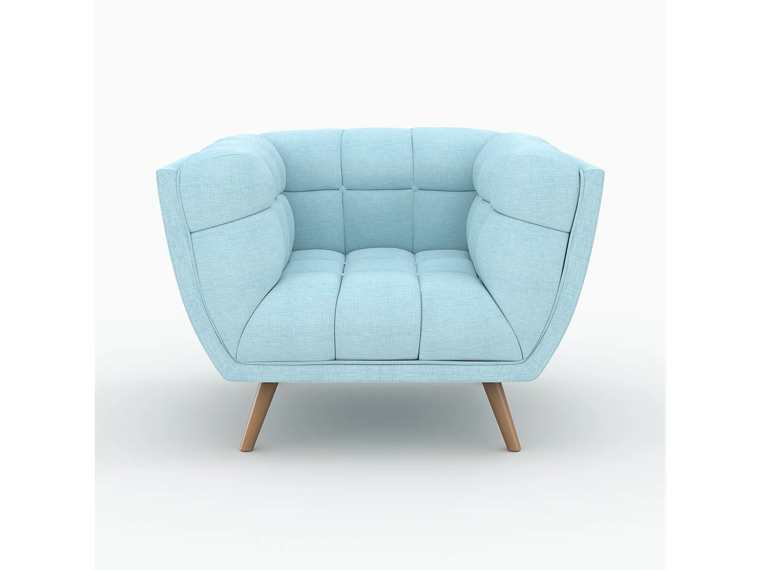Conjunto de sofá y sillón en tela azul claro para 4 personas - Carmen