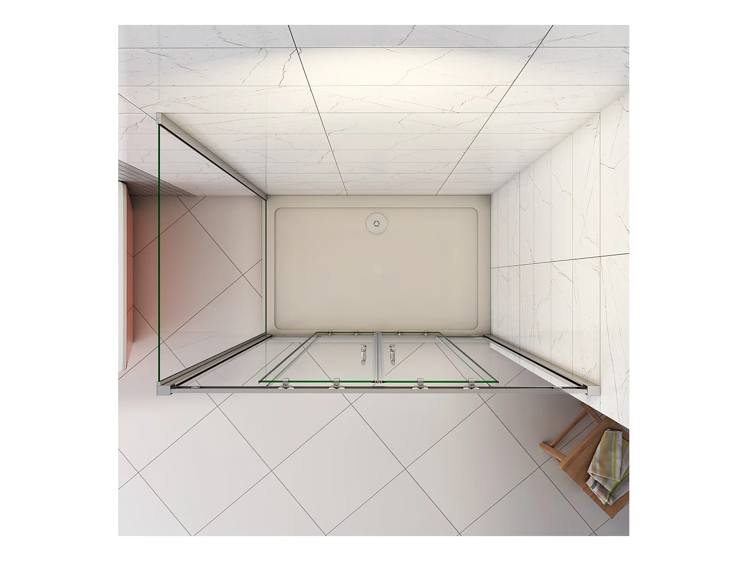 190cm 5mm ESG Sicherheitsglas Schiebetür Duschtür Duschkabine mit Seitenwand