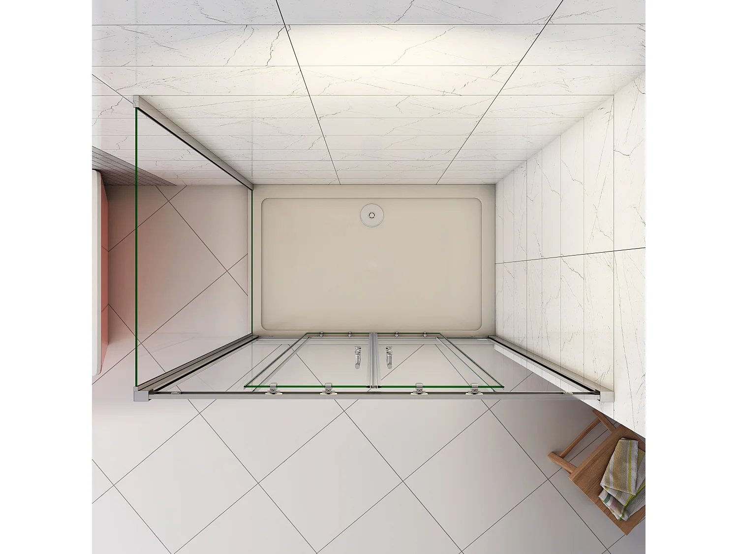 190cm 5mm ESG Sicherheitsglas Schiebetür Duschtür Duschkabine mit Seitenwand