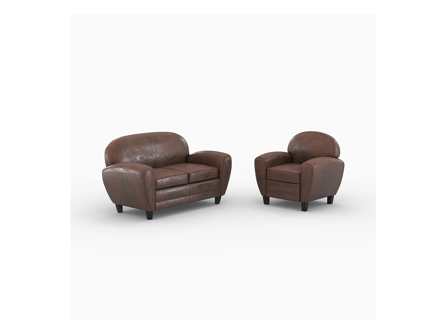 Ensemble canapé et fauteuil marron 3 places - Club - Club