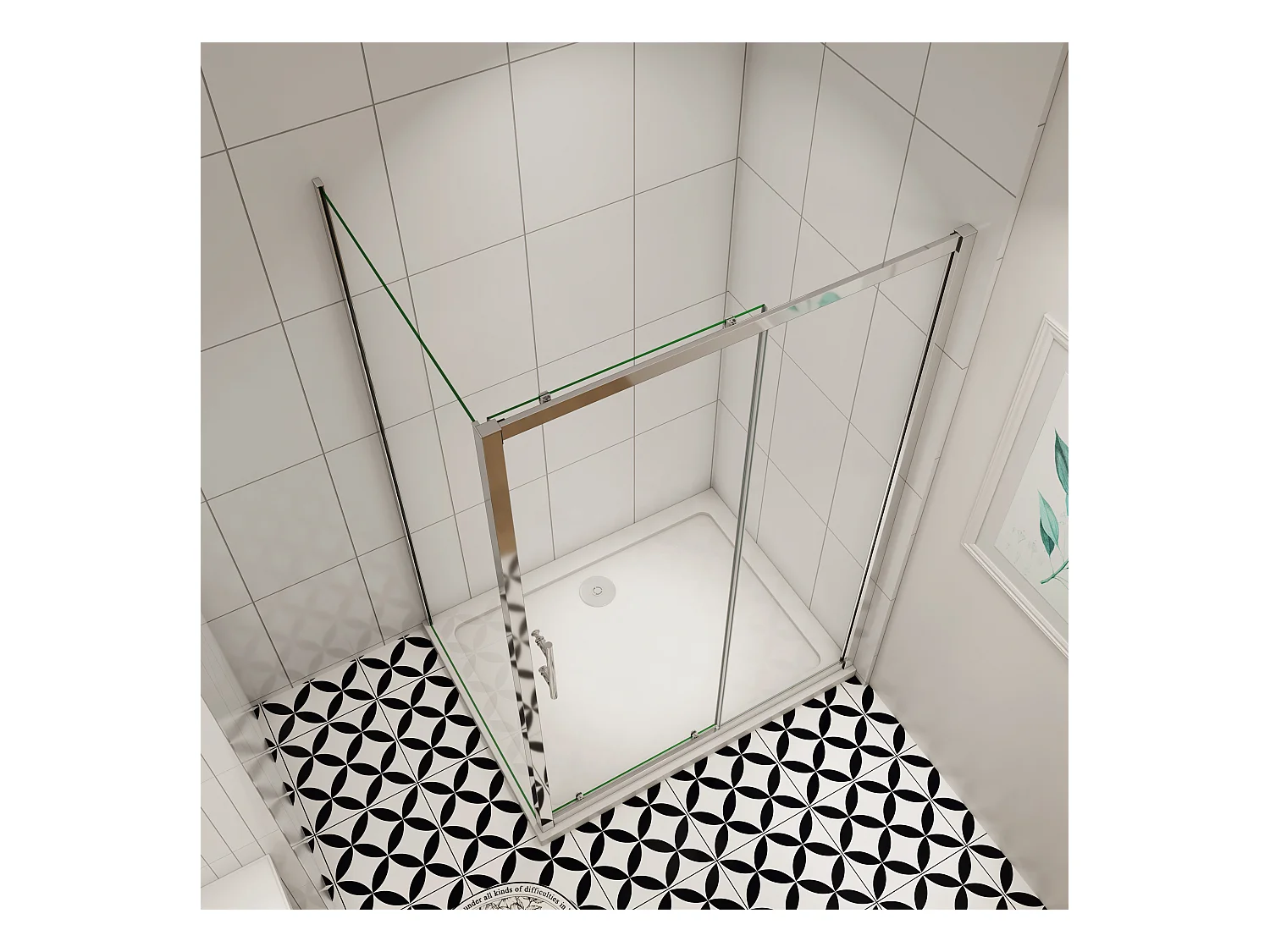 190cm 5mm ESG Sicherheitsglas Schiebetür Duschtür Duschkabine mit Seitenwand