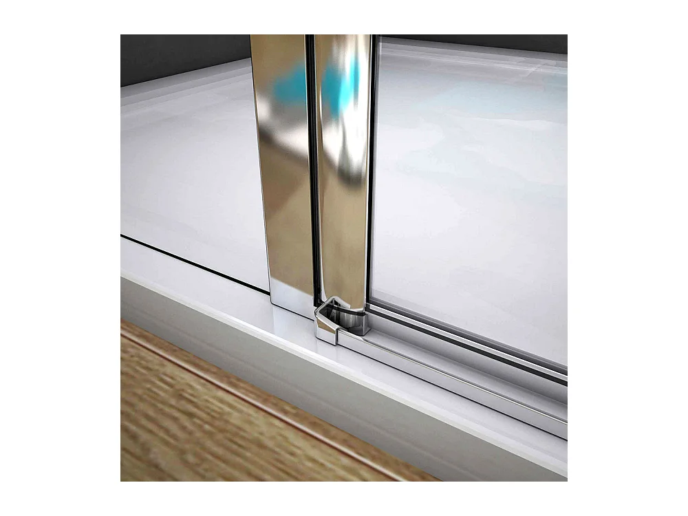 100x195 cm Porta Doccia Per Nicchia Apertura Battente Più Paretina Fissa Barra Stabilizzatrice In Vetro 6 mm Temperato Anticalcare