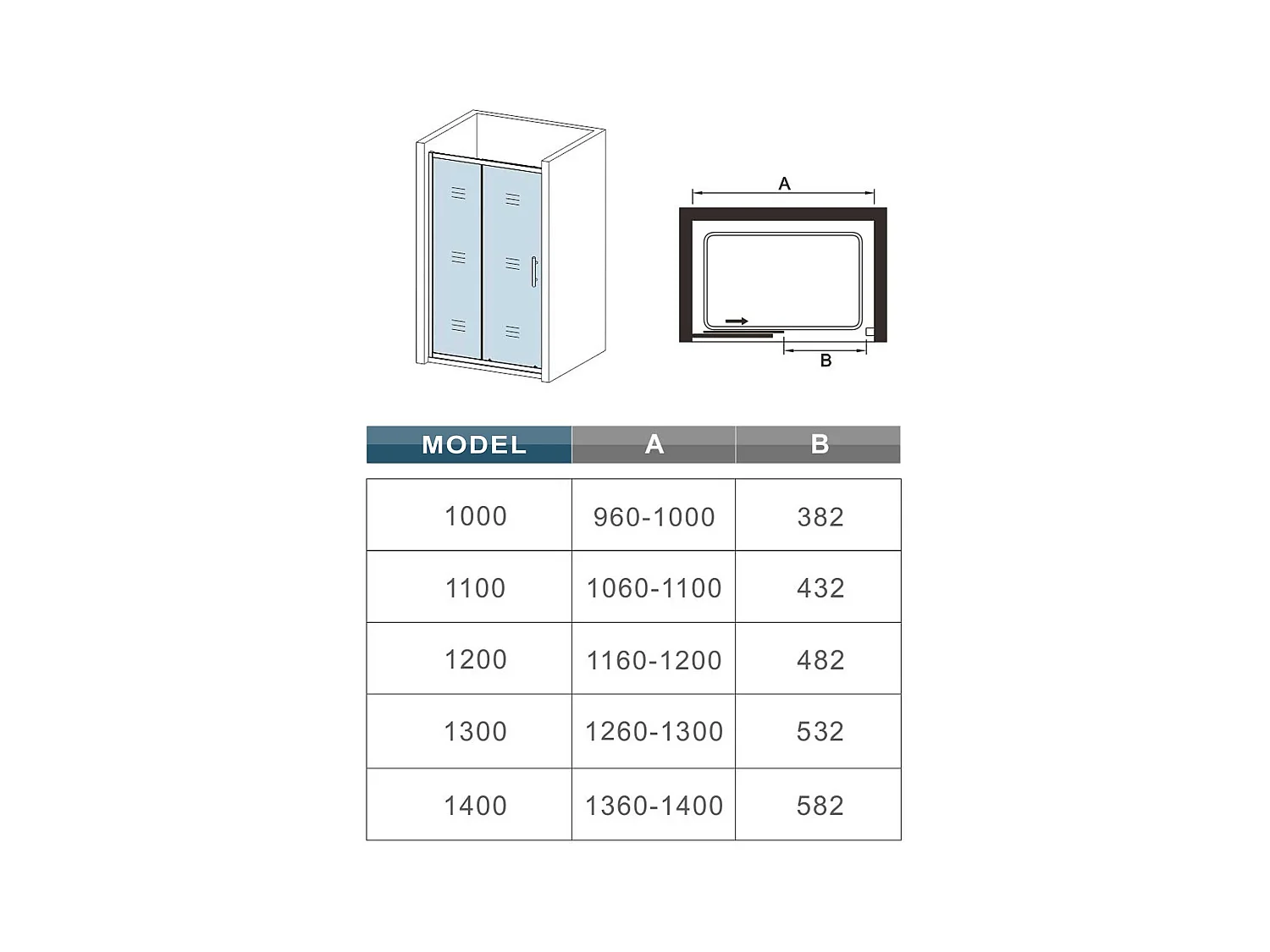 190cm 5mm ESG Sicherheitsglas Schiebetür Duschtür Duschkabine