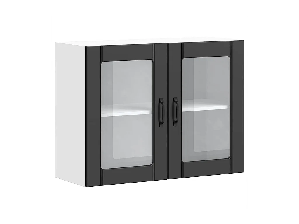 Pensile da cucina nero con anta in vetro