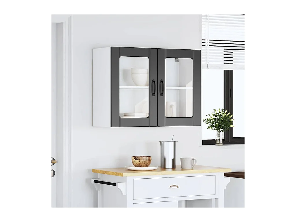 Pensile da cucina nero con anta in vetro