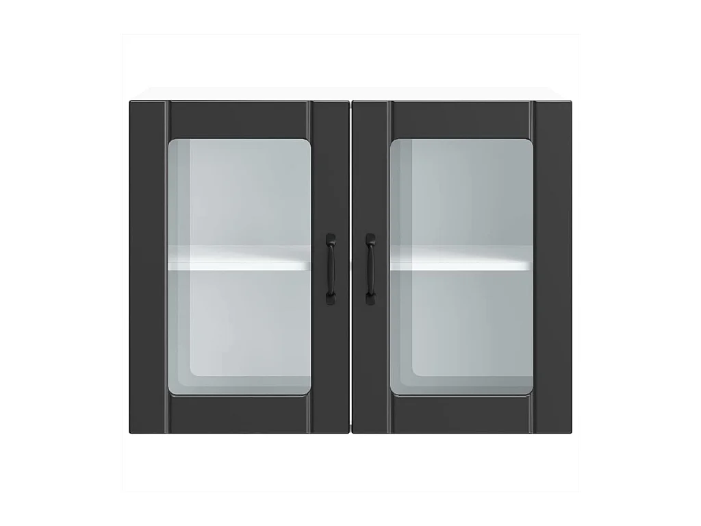 Pensile da cucina nero con anta in vetro