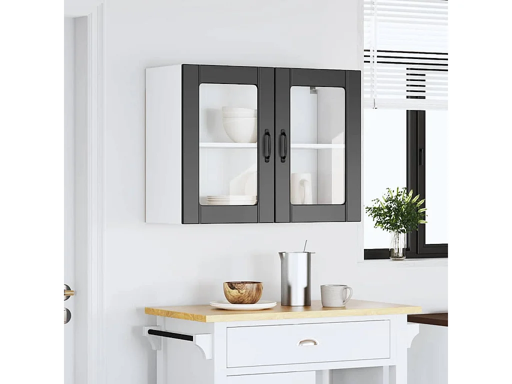 Armoire murale de cuisine avec porte en verre noir