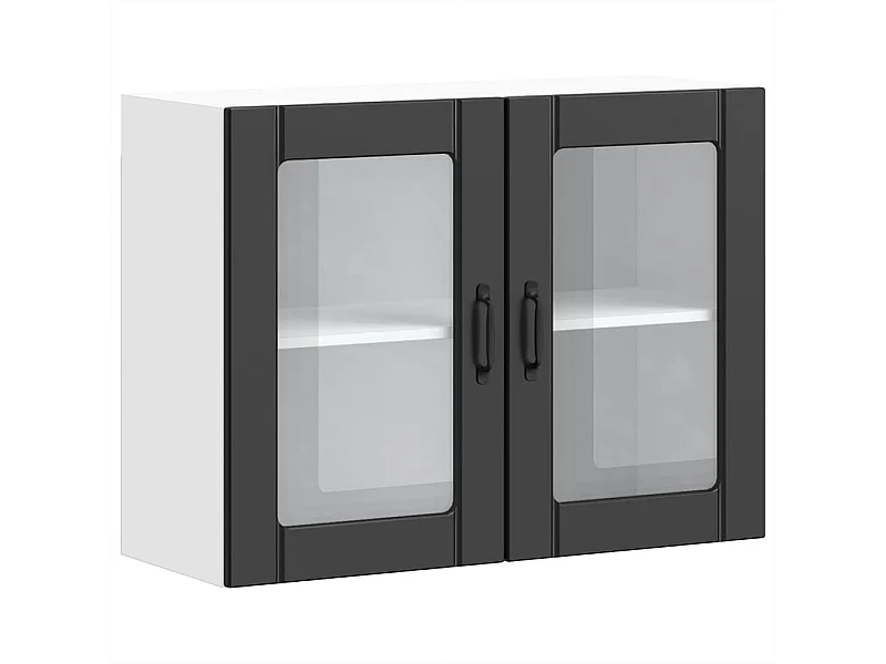 Armoire murale de cuisine avec porte en verre noir