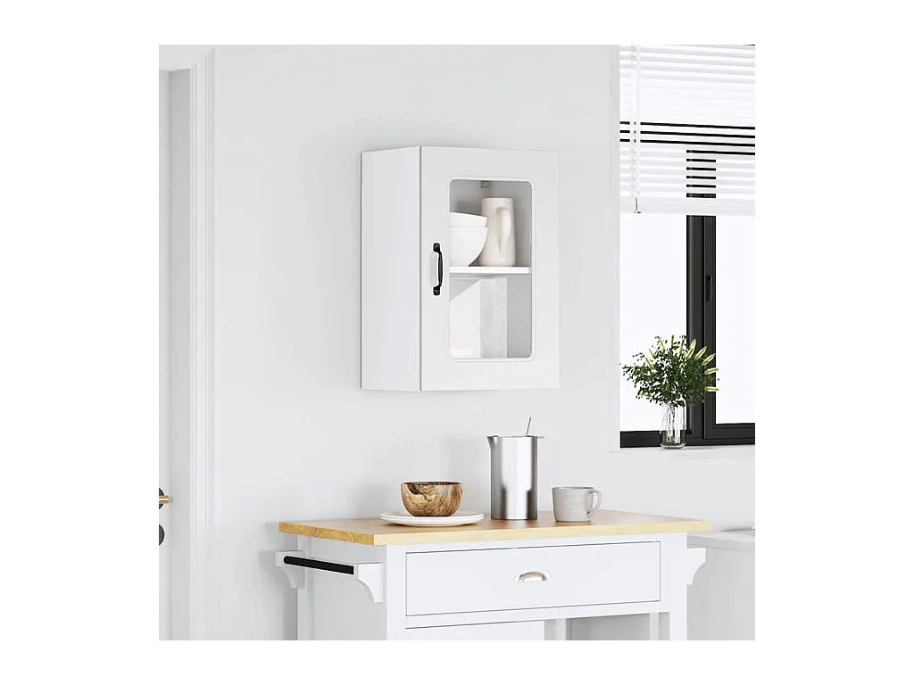 Pensile da cucina bianco con anta in vetro