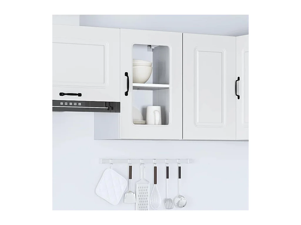 Pensile da cucina bianco con anta in vetro