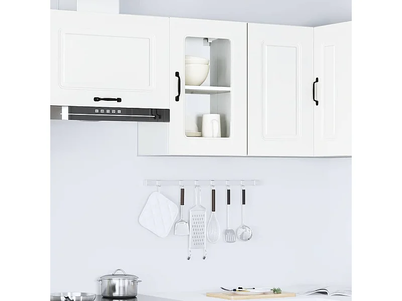 Armoire murale de cuisine avec porte en verre blanc