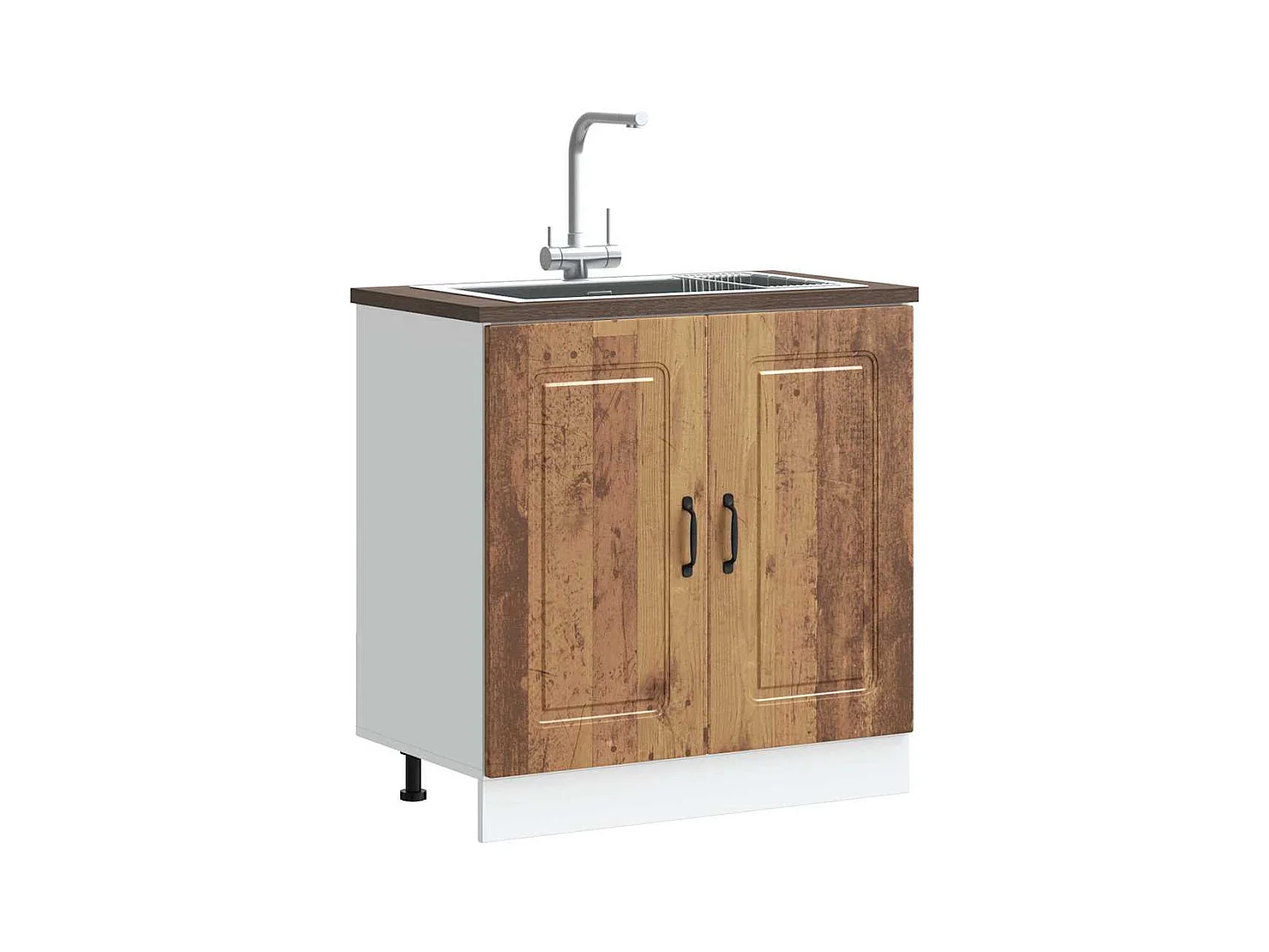 Kalmar zwarte wastafelkast 80x46x81,5 cm bewerkt hout