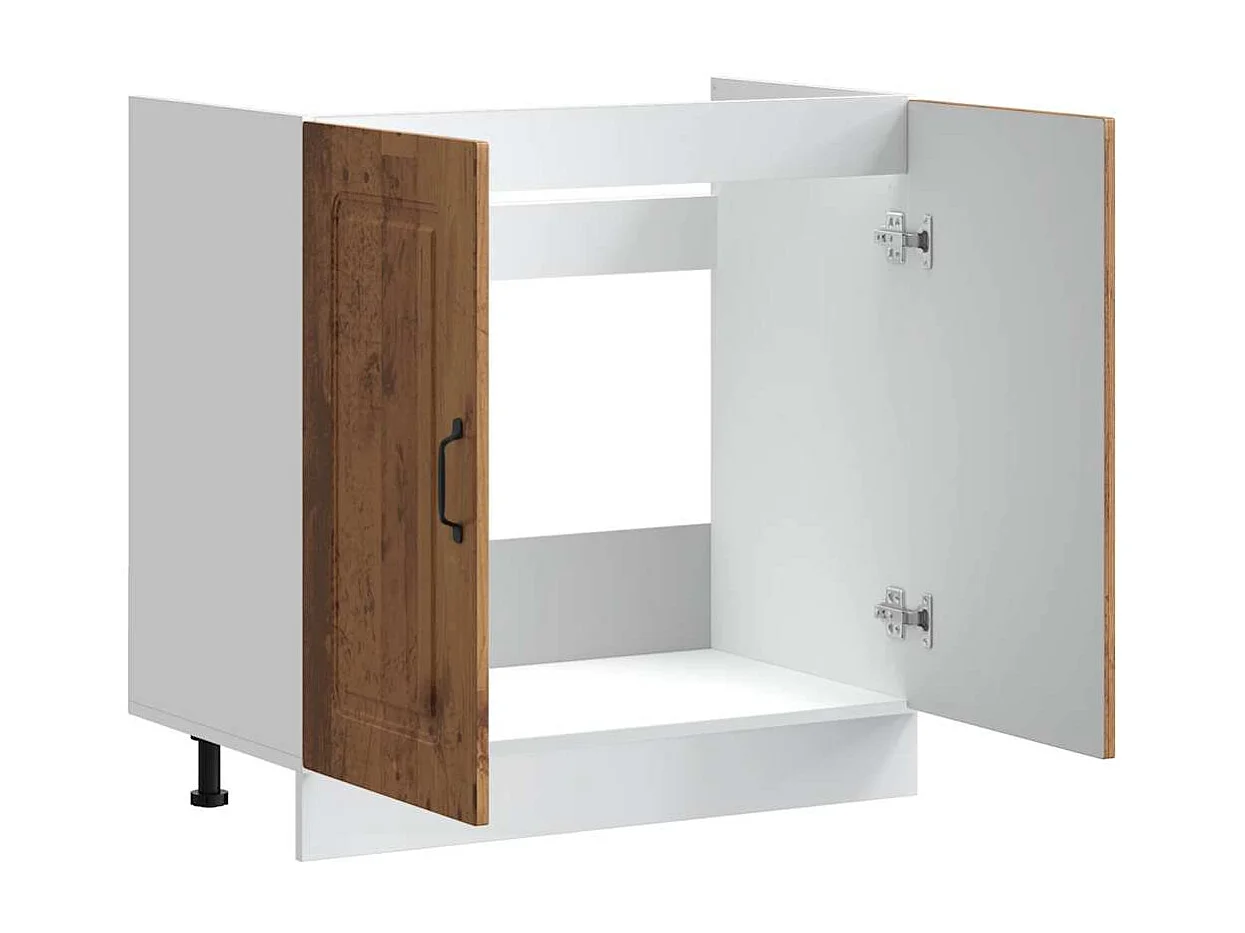 Meuble bas pour évier noir 80x46x81,5 cm bois ingénierie