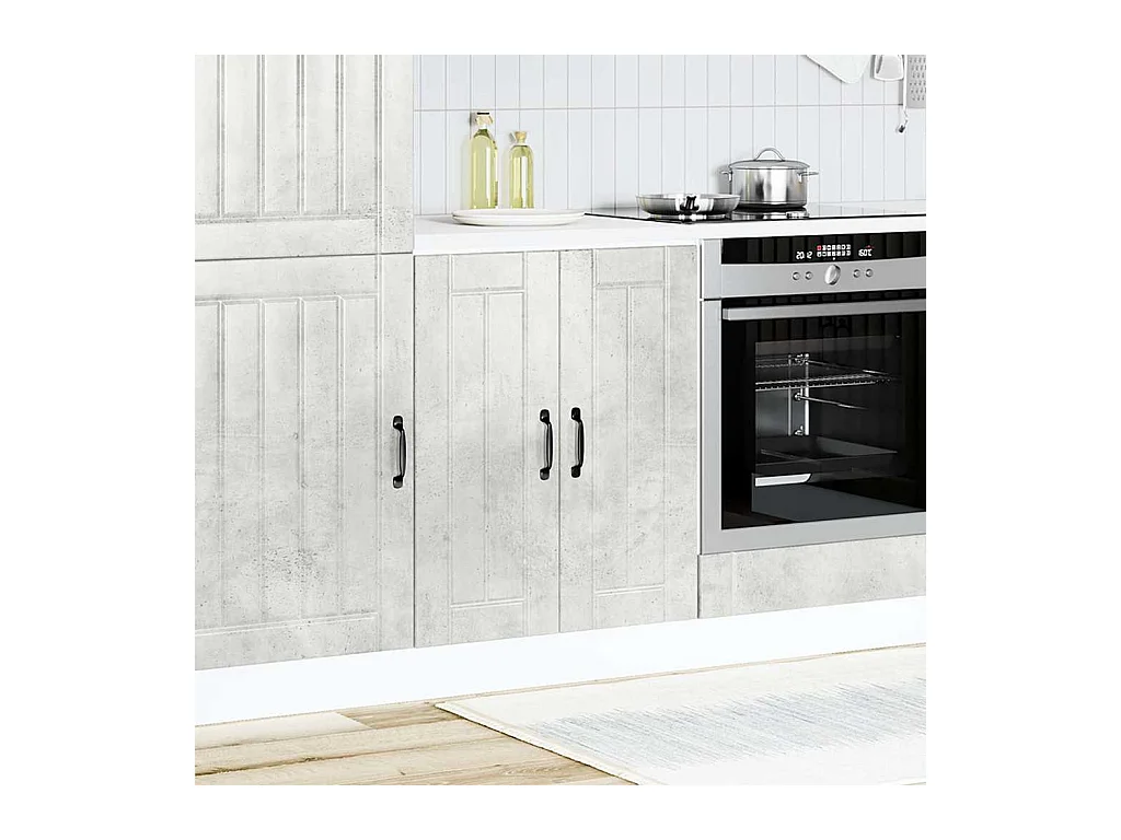 Meuble de base de lavabo gris béton bois ingénierie