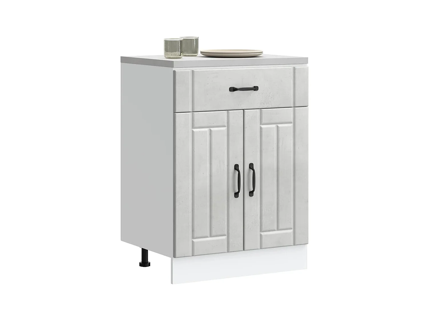 Armoire de cuisine gris béton bois ingénierie