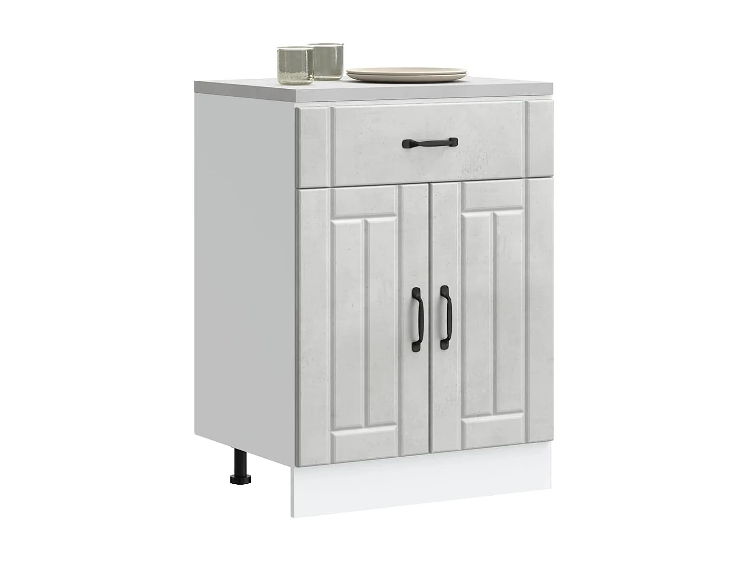 Armoire de cuisine gris béton bois ingénierie