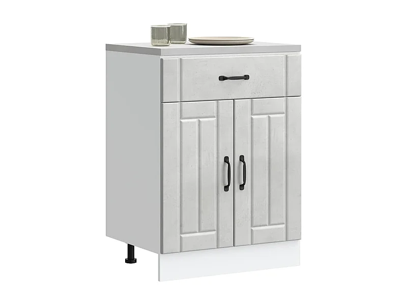 Armoire de cuisine gris béton bois ingénierie