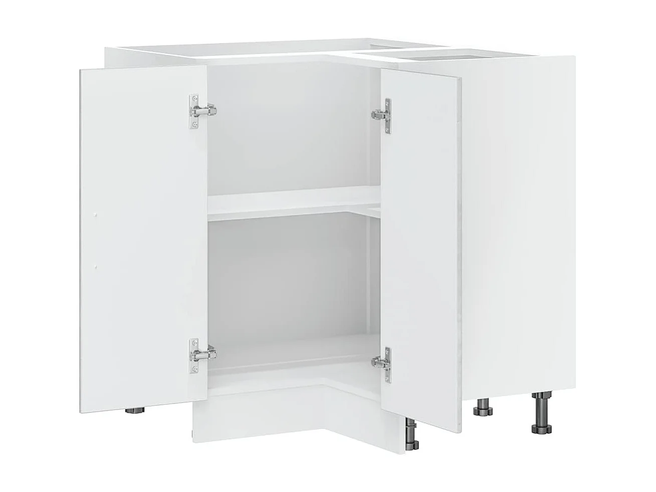 Armoire d'angle de cuisine gris béton bois d'ingénierie