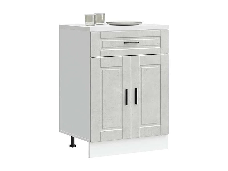 Armoire de cuisine gris béton bois d'ingénierie