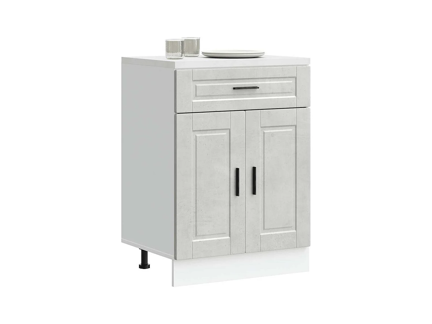 Armoire de cuisine gris béton bois d'ingénierie